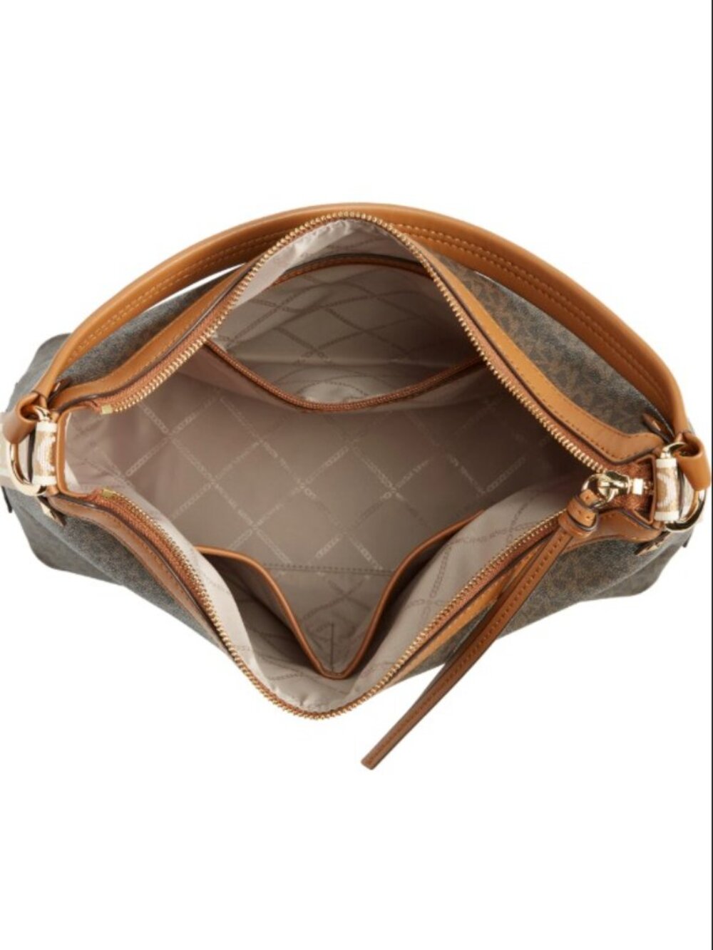 NWT Michael Kors Maeve Logo Large Brown Hobo Tote Shoulder Bag Tan Lining - Picture 4 of 4
